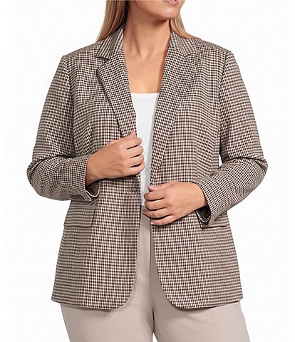 Anne Klein Plus Houndstooth One Button Blazer