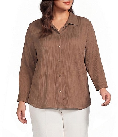 Anne Klein Plus Long Sleeve Button Down Shirt
