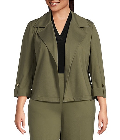 Anne Klein Plus Size Bedford Stretch Drapey Short Trench