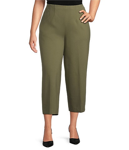 Anne Klein Plus Size High Rise Pull-On Wide Leg Crop Pants