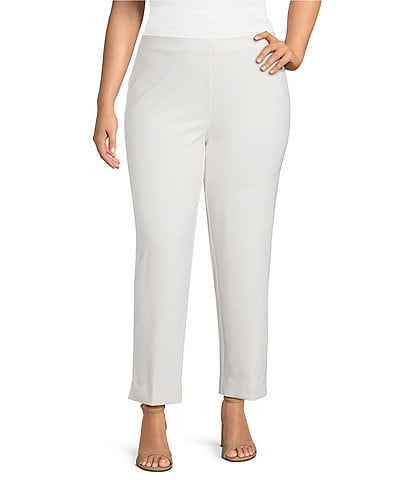 Anne Klein Plus Size Pull On Hollywood Waist Straight Ankle Pants