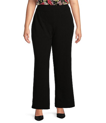 Anne Klein Plus Stretch Crepe Pull-On Wide Leg Pants