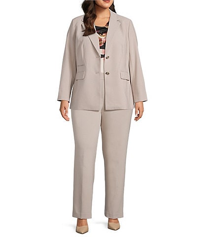 Anne Klein Plus Size Three Pocket Long Sleeve Notch Collar Coordinating Blazer