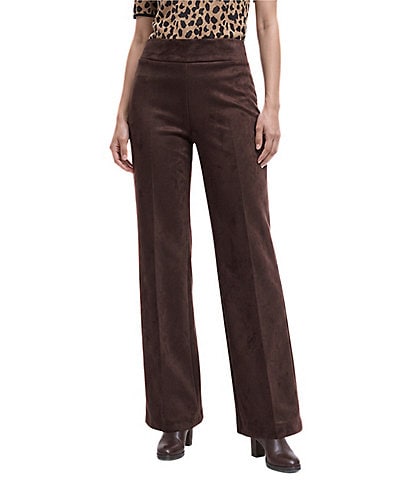 Anne Klein Pull-On Scuba Suede Wide Leg Pants