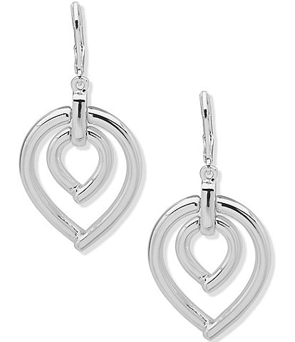 Anne Klein Silver Tone Orbital Chain Teardrop Drop Earrings