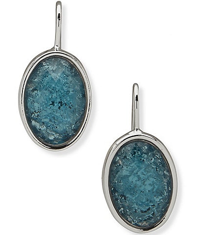 Anne Klein Silver Tone Sapphire Stone Drop Earrings