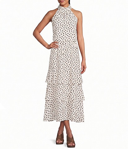 Anne Klein Sleeveless Dotted Coordinating Halter Blouse