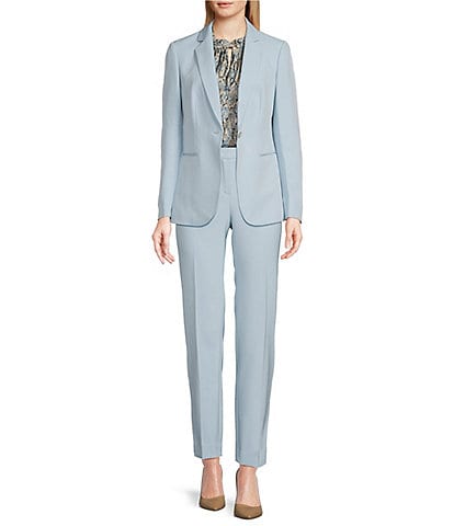 Anne Klein Stretch Notch Collar Pocketed Long Sleeve Jacket & Coordinating Straight Leg Pants