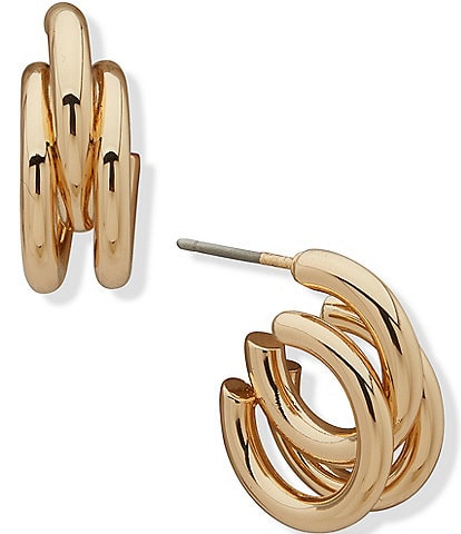 Anne Klein Triple Row C Hoop Earrings