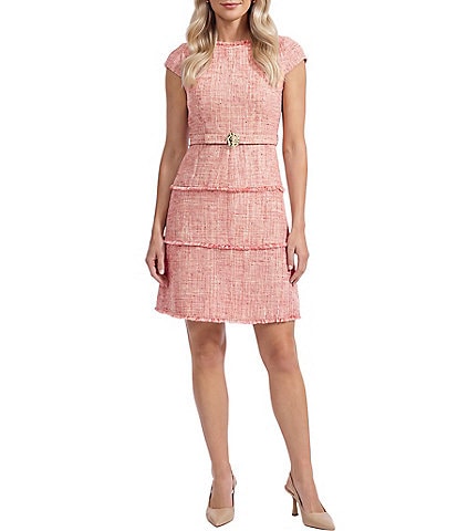 Anne Klein Tweed Tiered Dress