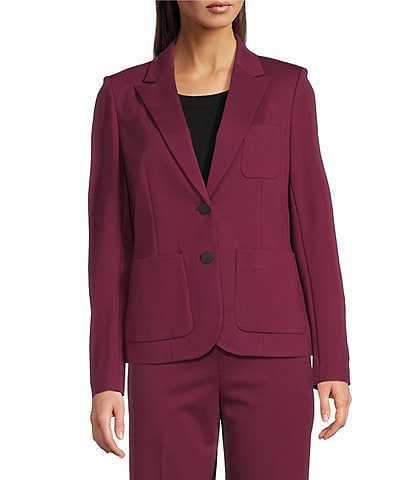 Anne Klein Two Button Long Sleeve Peak Lapel Triple Patch Pocket Blazer