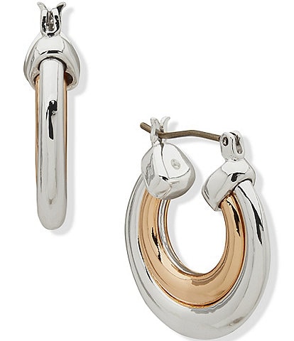 Anne Klein Two Tone Double Row Hoop Earrings