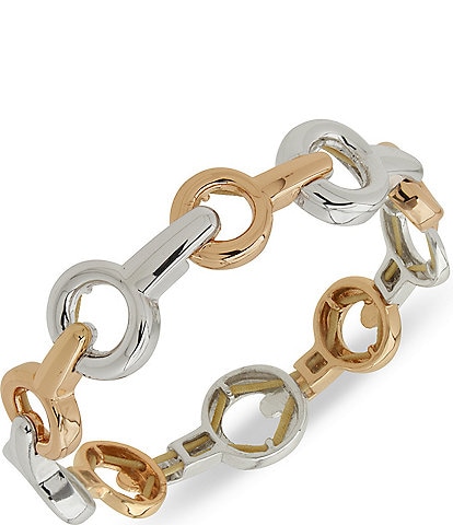 Anne Klein Two Tone Linked Stretch Bracelet