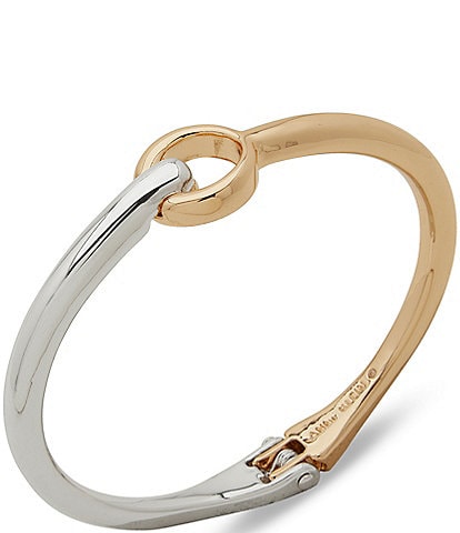 Anne Klein Two Tone Open Oval Bangle Bracelet