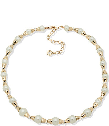 Anne Klein Two Tone Pearl Collar Necklace