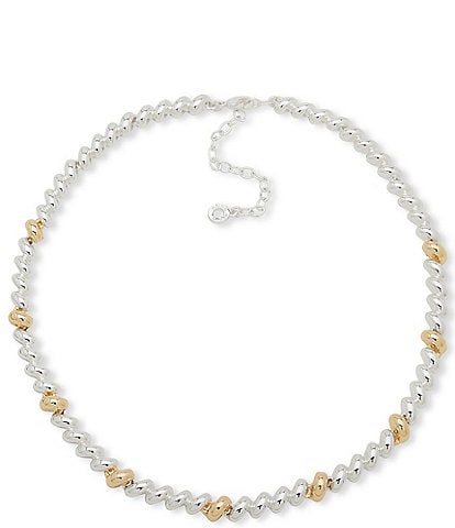 Anne Klein Two Tone Thin Braided Collar Necklace