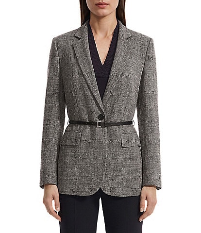 Anne Klein Woven Notch Collar Belted One Button Front Blazer