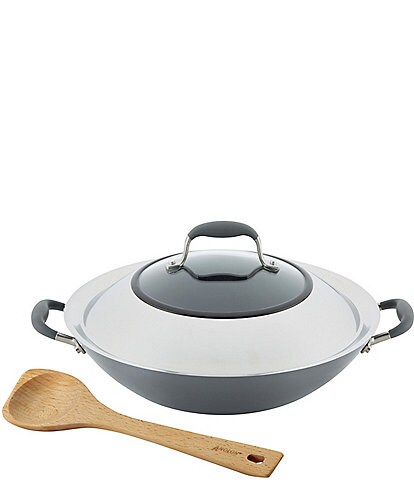 Anolon Advanced Home Hard-Anodized Nonstick Wok with Side Handles and Wooden Spoon