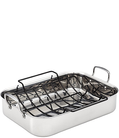 Anolon Tri-Ply Clad Stainless Steel Roaster with Nonstick Rack