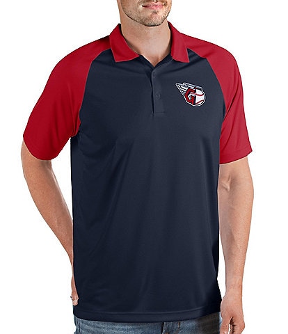 Antigua MLB Cleveland Guardians Nova Short-Sleeve Colorblock Polo Shirt