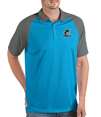 Antigua MLB Miami Marlins Nova Short-Sleeve Colorblock Polo Shirt