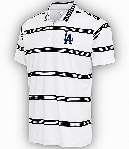 Antigua MLB National League 19th Hole Short Sleeve Polo Shirt, Mens, L, Los Angeles Dodgers Grey Heather