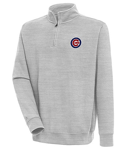 Men's Antigua Black Chicago Cubs Flier Bunker Pullover Sweatshirt