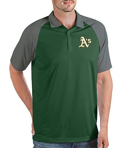 Antigua MLB Oakland A's Nova Short-Sleeve Colorblock Polo Shirt