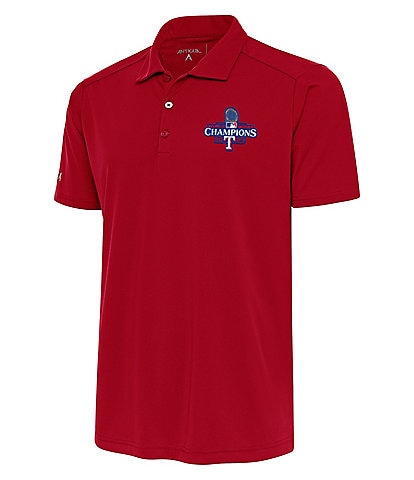 Antigua MLB Texas Rangers 2023 World Series Champions Tribute Short Sleeve Polo Shirt