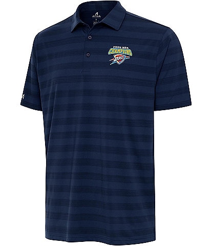 Antigua NBA Oklahoma City Thunder 2025 World Champions Tunnel Short Sleeve Polo Shirt