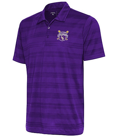 Antigua NCAA LSU Tigers 2023 College World Series Champions Compass Short Sleeve Polo Shirt
