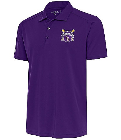 Antigua NCAA LSU Tigers 2023 College World Series Champions Tribute Short Sleeve Polo Shirt