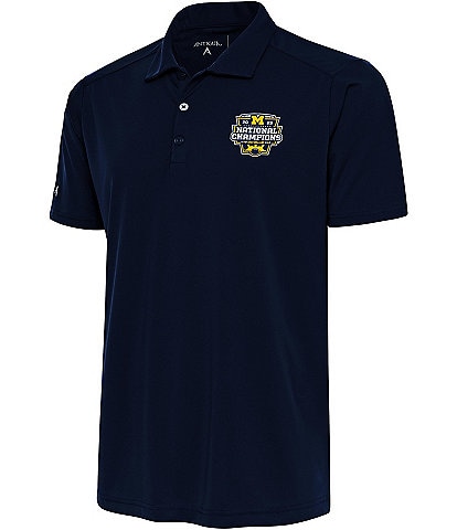 Antigua NCAA Michigan Wolverines 2023 National Champions Tribute Short Sleeve Polo Shirt
