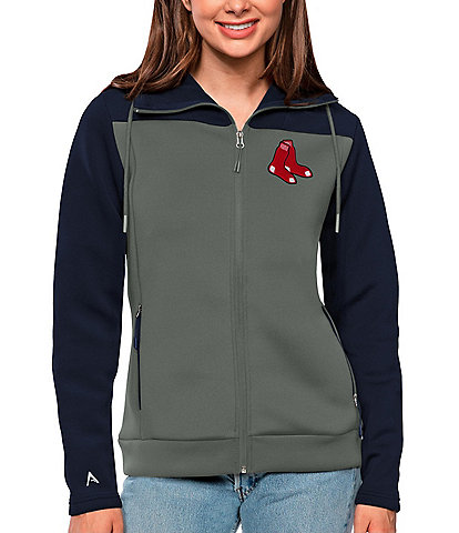 Boston Red Sox Antigua Flier Bunker Pullover Sweatshirt - Navy