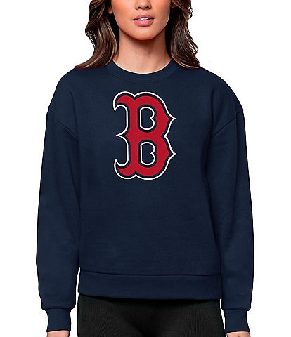 Boston Red Sox Antigua Flier Bunker Pullover Sweatshirt - Navy