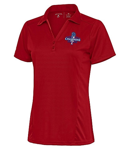 Antigua Women's MLB Texas Rangers 2023 World Series Tribute Short Sleeve Polo Shirt