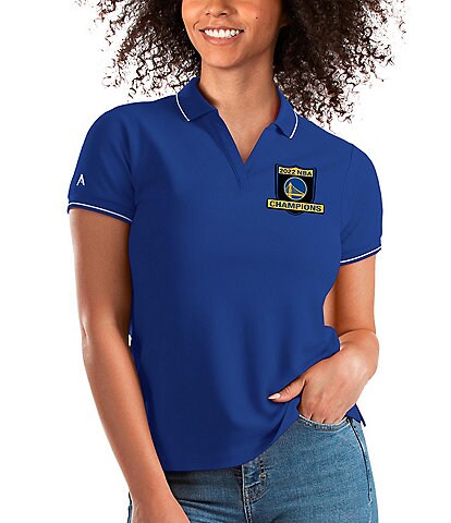 Antigua Women's NBA Golden State Warriors 2022 World Champions Affluent Short Sleeve Polo Shirt