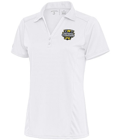 Antigua Women's NCAA Michigan Wolverines 2023 National Champions Tribute Short Sleeve Polo Shirt