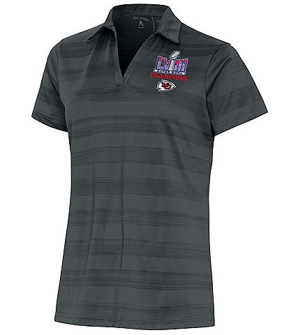 Antigua Women's Super Bowl LVIII Kansas City Chiefs Champions Compass Short Sleeve Polo Shirt