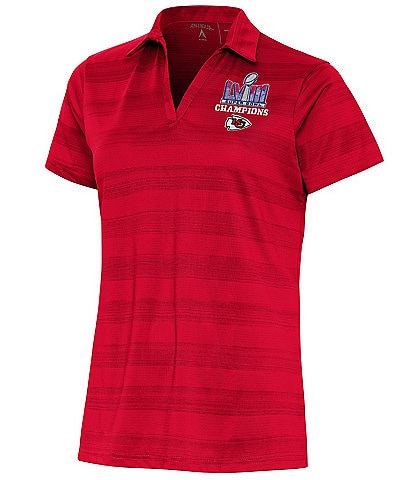 Antigua Women's Super Bowl LVIII Kansas City Chiefs Champions Compass Short Sleeve Polo Shirt