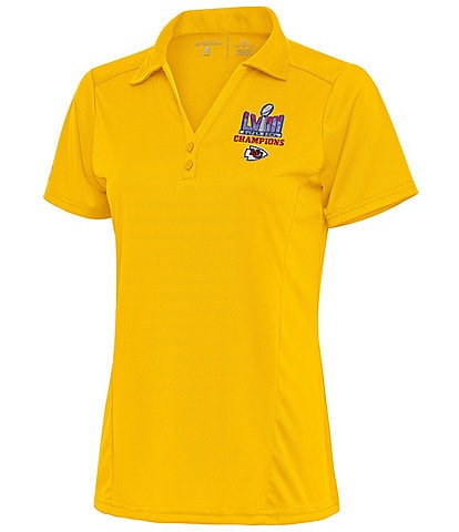Antigua Women's Super Bowl LVIII Kansas City Chiefs Champions Tribute Short Sleeve Polo Shirt