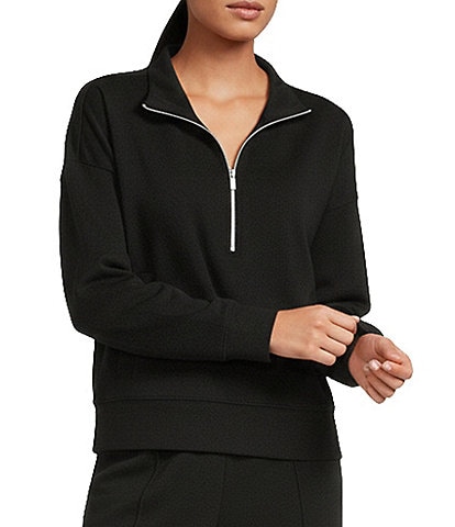 Antonio Melani Active Tencel Stand Collar Quarter Zip Long Sleeve Coordinating Sweatshirt