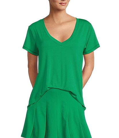 Antonio Melani Active Impact V-Neck Relaxed Fit Short Sleeve Relaxed Fit Knot Front Coordinating Shirt