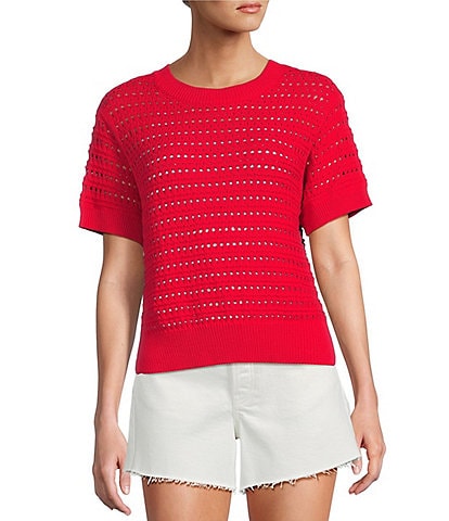 Antonio Melani Active Knit Crew Neck Short Sleeve Pullover