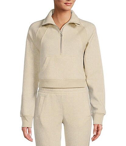 Antonio Melani Active On The Go Coordinating Quarter Zip Ribbed Contour Pullover Cropped Jacket