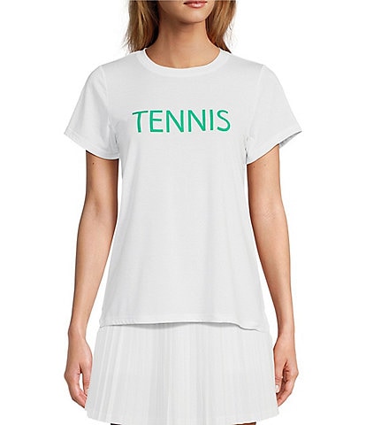 Antonio Melani Active Tennis Moisture Wicking Relaxed Crew Neck Short Sleeve Shirt