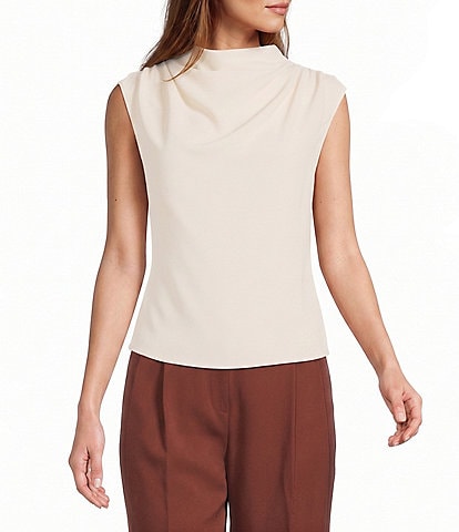 Antonio Melani Alessia Drapey Twill Mock Neck Sleeveless Blouse