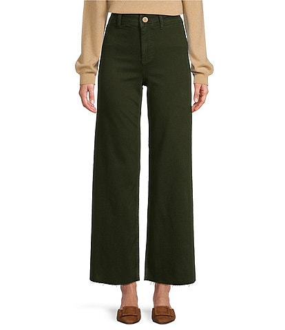 Antonio Melani Alexandra Twill High Rise Wide Leg Raw Hem Cropped Chino Pants