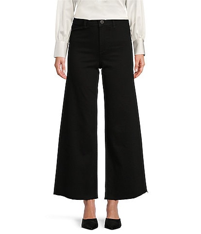 Antonio Melani Alexandra Twill High Rise Wide Leg Raw Hem Cropped Chino Pants