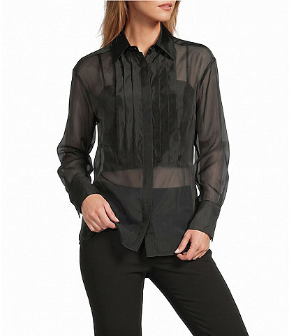 Antonio Melani Amaya Organza Point Collar Button Front Blouse
